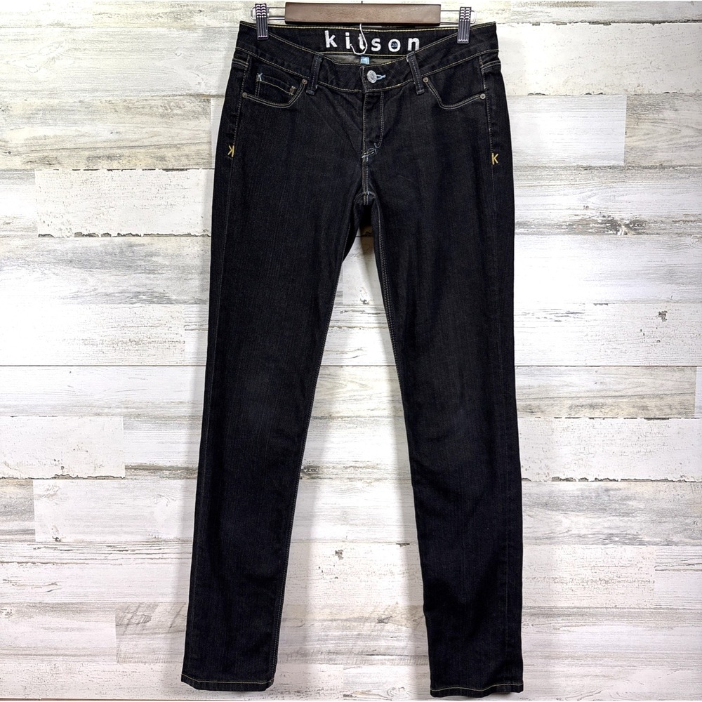 Kitson Black Only Me Robertson Low Rise Skinny Embroidered Pocket Jeans‎ Size 28